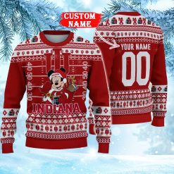 NCAA Indiana Hoosiers Custom Name Number Mickey Ugly Christmas Sweater