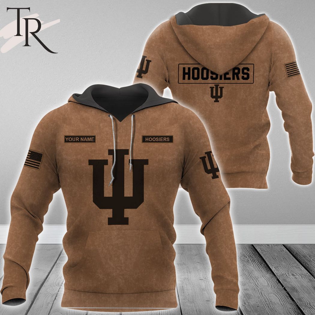 NCAA Indiana Hoosiers Custom Name Salute To Service Pullover Hoodie