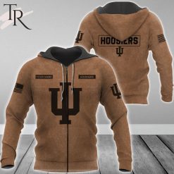 NCAA Indiana Hoosiers Custom Name Salute To Service Zip Up Hoodie
