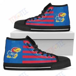 NCAA Kansas Jayhawks American Flag High Top Shoes
