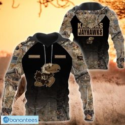 NCAA Kansas Jayhawks Custom Name Hunting Camo Style Pullover Hoodie