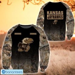 NCAA Kansas Jayhawks Custom Name Hunting Camo Style Sweatshirt