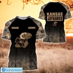 NCAA Kansas Jayhawks Custom Name Hunting Camo Style T-Shirt