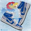 NCAA Kansas Jayhawks Custom Name White Blue Air Jordan 1 High Sneakers
