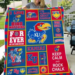 Alternative view of NCAA Kansas Jayhawks Keep Calm And Rock Chalk Fleece Blanket