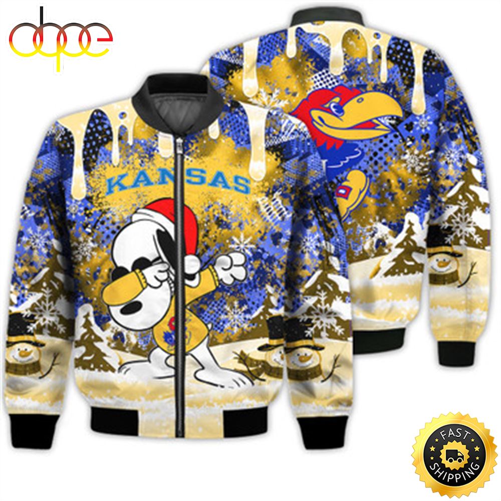 NCAA Kansas Jayhawks Snoopy Dabbing The Peanuts Bomber Jacket