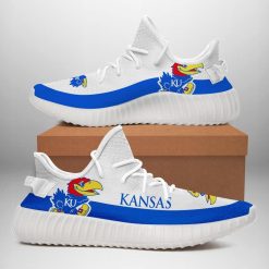 NCAA Kansas Jayhawks White Yeezy Boost Sneakers