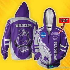 NCAA Kansas State Wildcats Custom Name Fire Ball Zip Up Hoodie