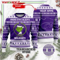 NCAA Kansas State Wildcats Custom Name Grinch Ugly Christmas Sweater