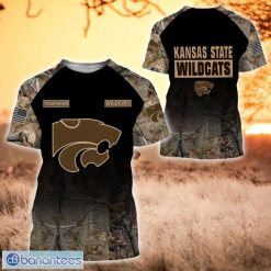 NCAA Kansas State Wildcats Custom Name Hunting Camo Style T-Shirt