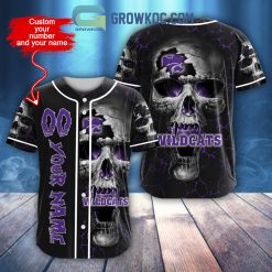 NCAA Kansas State Wildcats Custom Name Number Skull Design Baseball Jersey