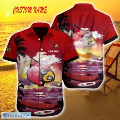 NCAA Louisville Cardinals Custom Name Logo Beach Hawaiian Shirt
