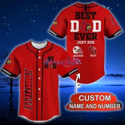 NCAA Louisville Cardinals Custom Name Number Best Dad Ever Baseball Jersey