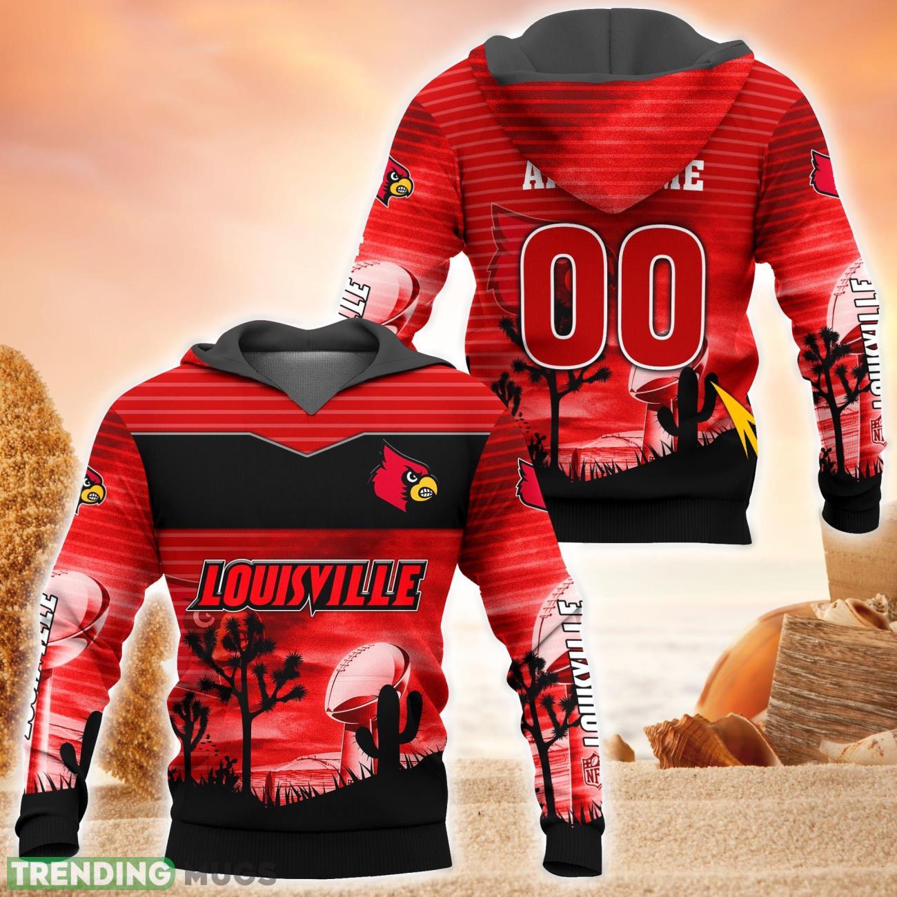 NCAA Louisville Cardinals Custom Name Number New Style Pullover Hoodie