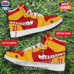 NCAA Louisville Cardinals Custom Name Number Yellow Red Air Jordan 1 High Sneakers