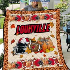 NCAA Louisville Cardinals Welcome Fall Pumpkin Quilt Blanket