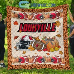 Alternative view of NCAA Louisville Cardinals Welcome Fall Pumpkin Quilt Blanket