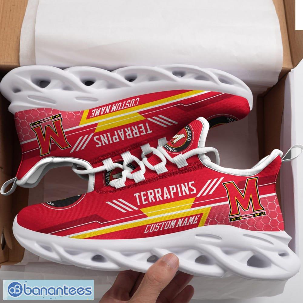 NCAA Maryland Terrapins Custom Name Logo In Red Max Soul Shoes