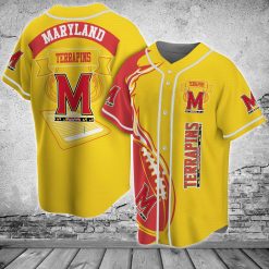 NCAA Maryland Terrapins Fire Ball Yellow Baseball Jersey