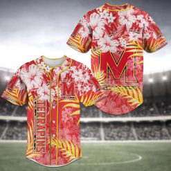 NCAA Maryland Terrapins Flower Design Baseball Jersey