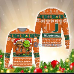 NCAA Miami Hurricanes Baby Groot And Grinch Sweater