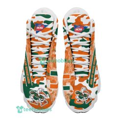 Alternative view of NCAA Miami Hurricanes Camo White Air Jordan 13 Shoes