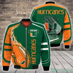 NCAA Miami Hurricanes Custom Name Fire Ball Bomber Jacket