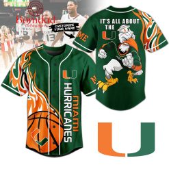 NCAA Miami Hurricanes Custom Name Fire Ball Fan Loyal Baseball Jersey