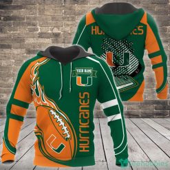 NCAA Miami Hurricanes Custom Name Fire Ball Pullover Hoodie