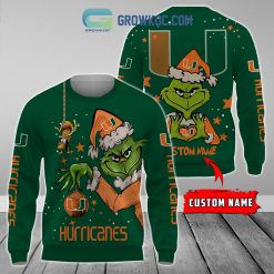 NCAA Miami Hurricanes Custom Name Grinch Christmas Sweatshirt