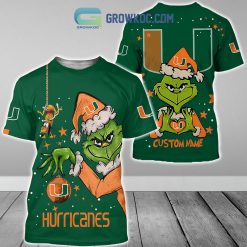 NCAA Miami Hurricanes Custom Name Grinch Christmas T-Shirt