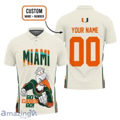 NCAA Miami Hurricanes Custom Name Number Mascot Polo Shirt