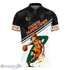 Alternative view of NCAA Miami Hurricanes Mascot Pattern Polo Shirt