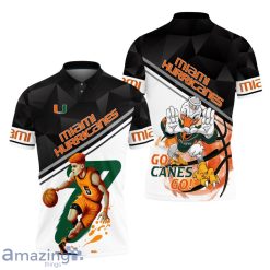 NCAA Miami Hurricanes Mascot Pattern Polo Shirt