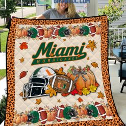 NCAA Miami Hurricanes Welcome Fall Pumpkin Quilt Blanket