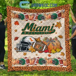 Alternative view of NCAA Miami Hurricanes Welcome Fall Pumpkin Quilt Blanket