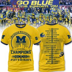 NCAA Michigan Wolverines 2023 Champions Gold Design T-Shirt
