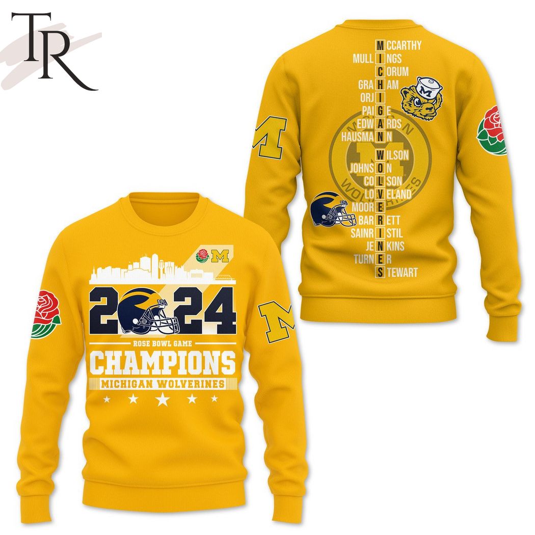 NCAA Michigan Wolverines 2024 Rose Bowl Game Champions Sweatshirt