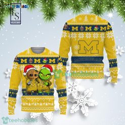 NCAA Michigan Wolverines Baby Groot And Grinch Sweater