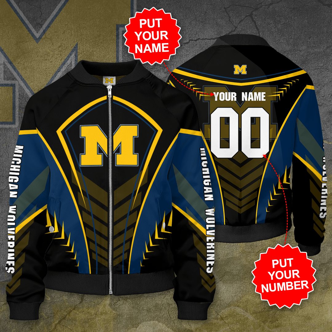 NCAA Michigan Wolverines Custom Name Number Style Bomber Jacket