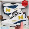 NCAA Michigan Wolverines Custom Name White Air Jordan 13 Shoes