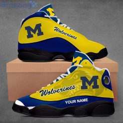 Alternative view of NCAA Michigan Wolverines Custom Name Yellow Air Jordan 13 Shoes