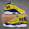NCAA Michigan Wolverines Custom Name Yellow Air Jordan 13 Shoes