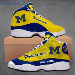 NCAA Michigan Wolverines Custom Name Yellow Air Jordan 13 Shoes