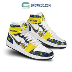 Alternative view of NCAA Michigan Wolverines New Style Air Jordan 1 High Sneakers