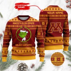 NCAA Minnesota Golden Gophers Custom Name Grinch Ugly Christmas Sweater