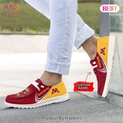 NCAA Minnesota Golden Gophers Custom Name Red Yellow Hey Dude Shoes