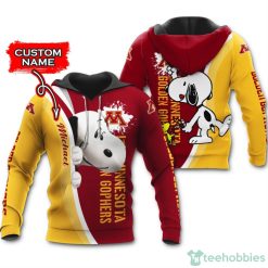 NCAA Minnesota Golden Gophers Custom Name Snoopy Pullover Hoodie