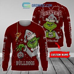 NCAA Mississippi State Bulldogs Custom Name Grinch Christmas Sweatshirt