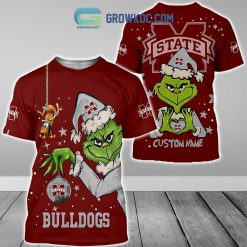 NCAA Mississippi State Bulldogs Custom Name Grinch Christmas T-Shirt